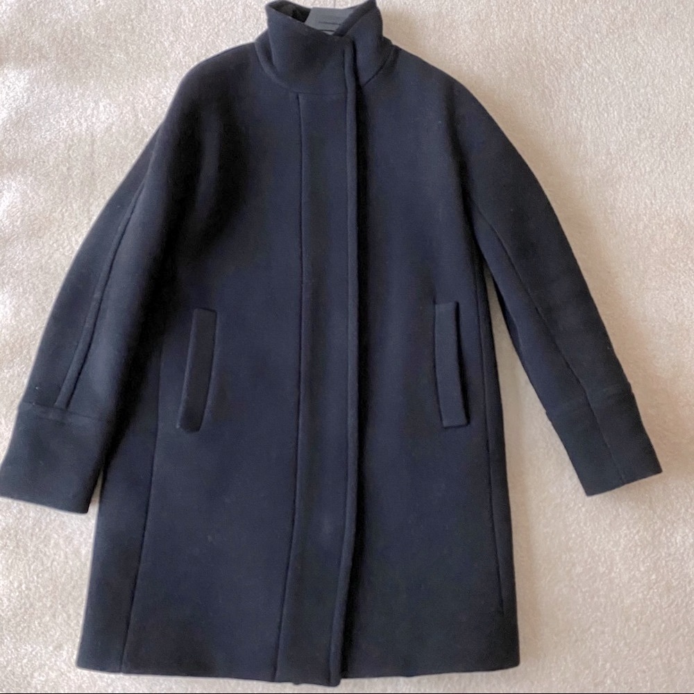 J. Crew Stadium Cloth Cocoon Coat Wool Black Sz 4